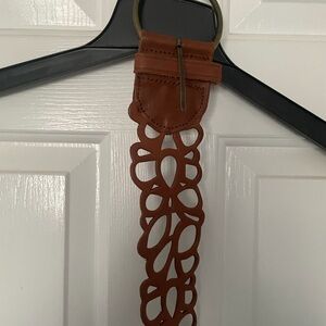 Garnet Hill Cognac Leather Cutout Belt
